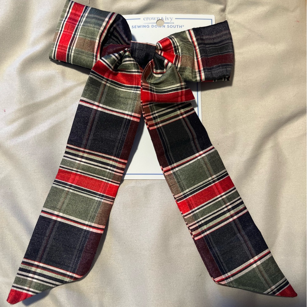 Crown & Ivy Red and Green Plaid Bow Tie
